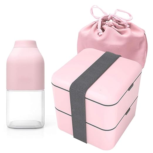 FFyy JBento Box de Dos Capas para Adultos, Lunch Box 2 Niveles ...