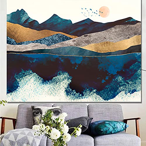 HUAXXIA Tapestry for Bedroom Aesthetic Mountain and Sunset Home Decor, Nature Landscape Hanging Art Tapestry for Room Amazing Wall Decoration Vintage Style Art Decor (59×79 inch)