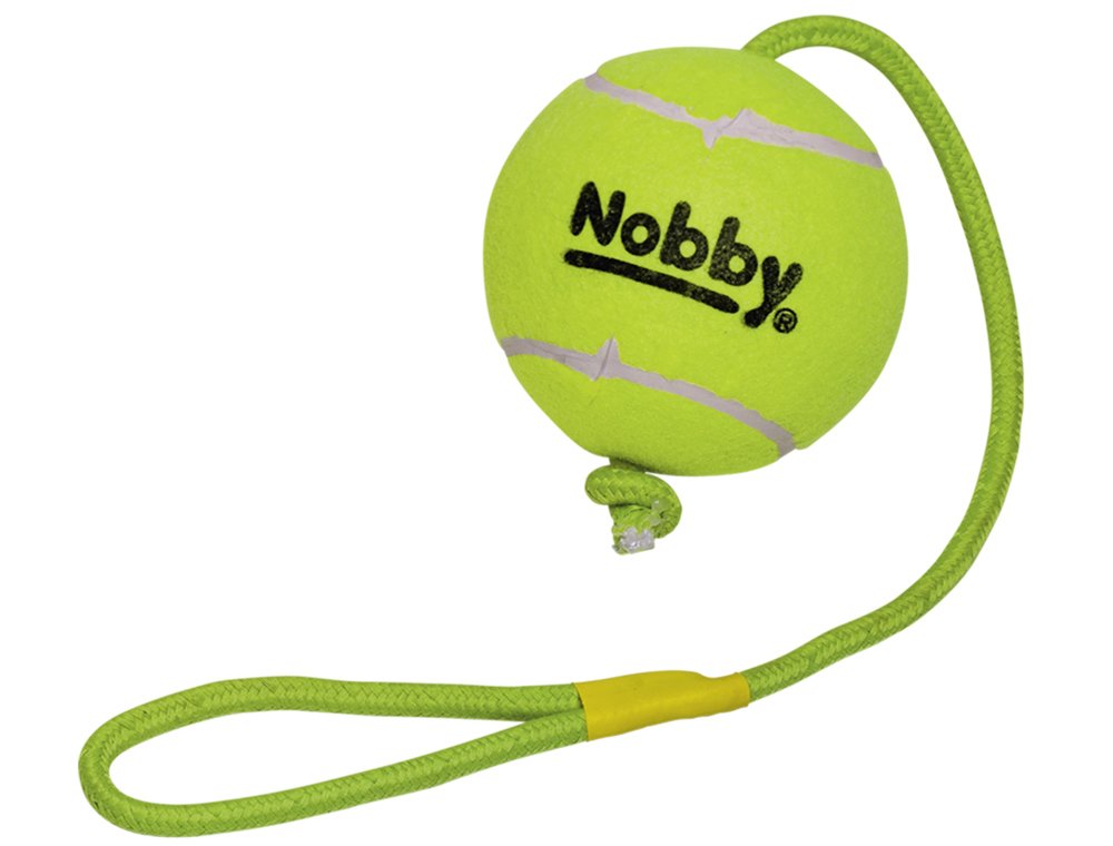 Nobby Tennis ball with throwing loop XXL 12.5 cm; rope 70 cm.