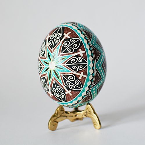 Best selling Blue Pysanka egg, chicken egg hand painted, Ukrainian Easter egg