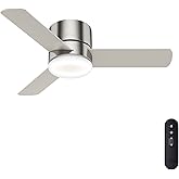 Hunter 44 inch Indoor Ceiling Fan with Light and Remote Control - For Bedroom or Living Room, Low Profile Mount, Modern Ceili