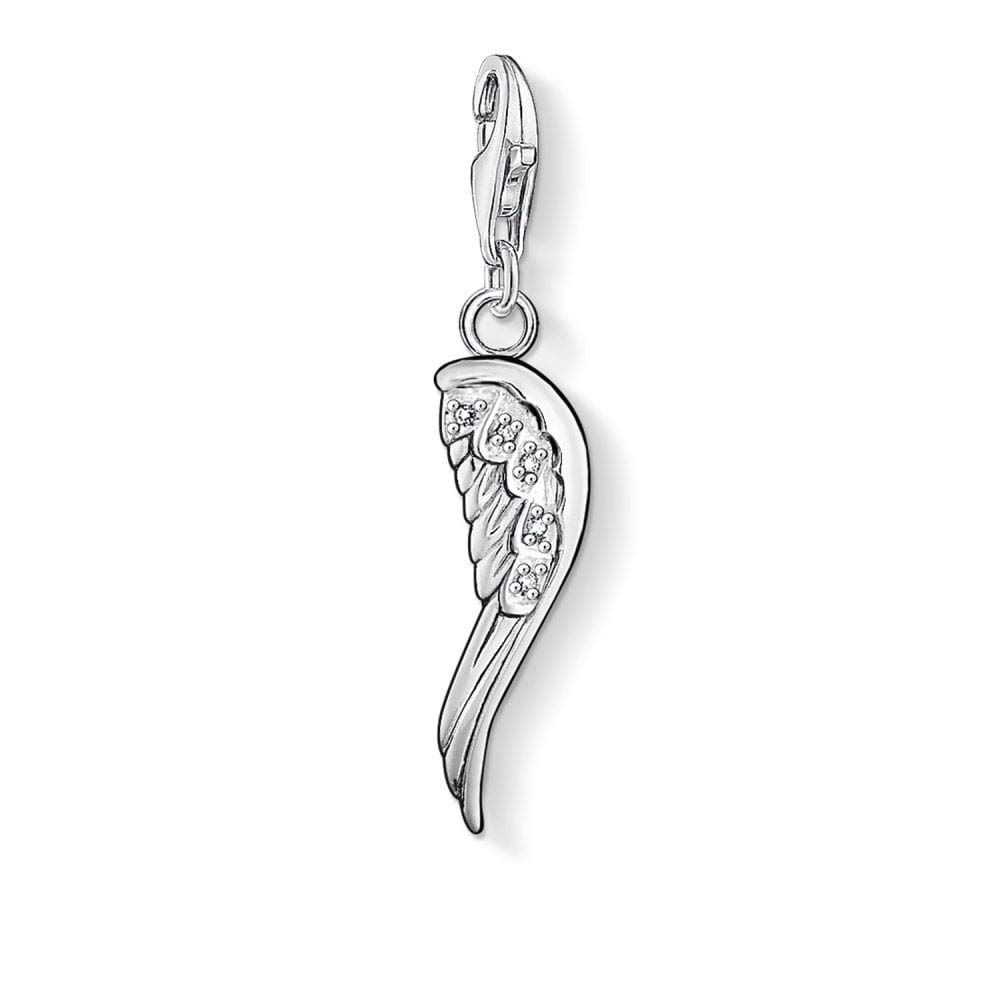 Thomas Sabo Women Charm Pendant Angel Wing Charm Club 925 Sterling Silver 0413-051-14