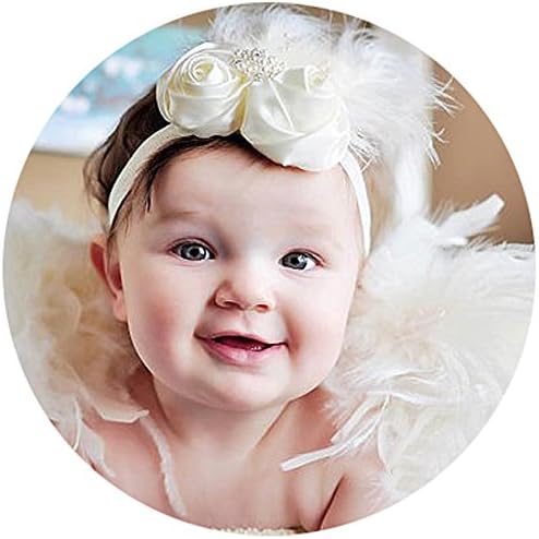 Miugle Baby Baptism Headbands Baby Girl Feather Headbands