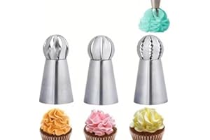 3pcs Russian Piping Tips Set, Food Grade Stainless Steel Piping Nozzles for Cake Decorating, Puff Making, Kitchen Gadgets and