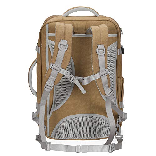 Hynes Eagle 44L Carry on Backpack Flight Approved Compression Travel Pack Cabin Bag Khaki with Grey 3PCS Packing Cubes 2018