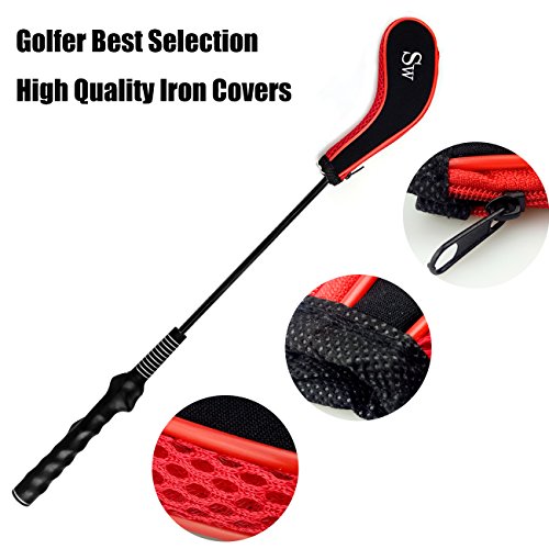 Golf Club Covers,Neoprene Zippered Headcover For Golf Club Iron Head Covers Set For All Standard Clubs 10 PCS Aree