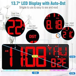 TXL Large Digital Wall Clock with Remote