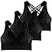 BRLIDO Cross-Back Wireless Sports Bra for Women Yoga Bras with Removable Pads