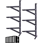 Autoholic Shipping Container Shelving, 2-Pack Angle-Adjustable Brackets | Fits One 24" or Two 12" Shelf Boards, Welded Hook Design, No-Drill Mounting, 3-Tier Storage,Supports Up to 1,100 lbs