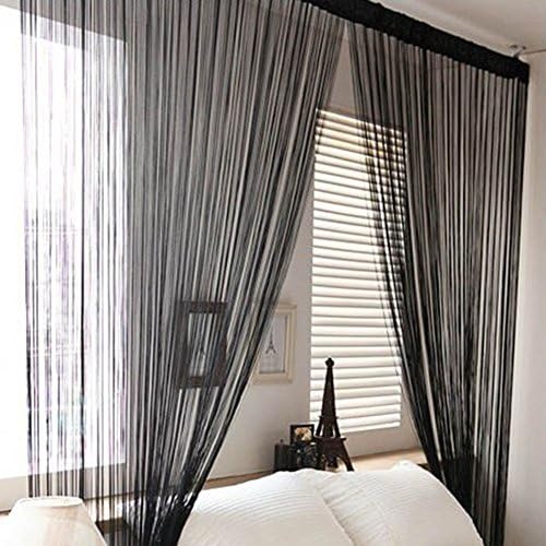 Julong Solid Color Line String Curtain Window Door Panels Treatment