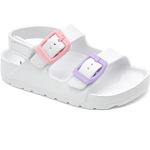 prechentty Toddler Boys Girls Lightweight Sandals, Multicolor, Size 4-11 | Comfort, Double Buckle, Slip-on, Hook and Loop Hee