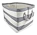 DII Woven Paper Storage Bin, Rugby Stripe, Gray, Medium Bin