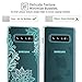 Casetego Compatible Galaxy S10 Plus Case,Clear Soft Flexible TPU Case Rubber Silicone Skin with Flowers Floral Printed Back Cover for Samsung Galaxy S10 Plus,Green Flower