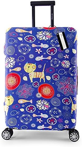 XMBHomeSpandex Travel Luggage Cover Suitcase Protector Bag & Luggage Tag Fits 18-32 Inch Luggage (M(22-24 inch luggage), Fish)