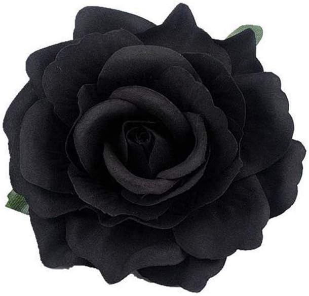 Handmade Bride Women's Flamenco Dancer Hair Clip, Dark Red Velvet Rose Pin Up Flower, One Size, Black