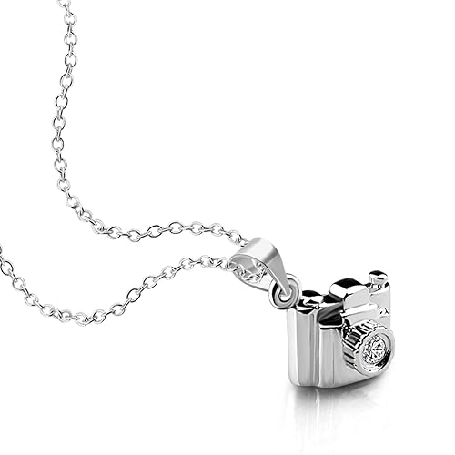 H&Beautimer 925 Sterling Silver Jewelry Cubic Zirconia Camera