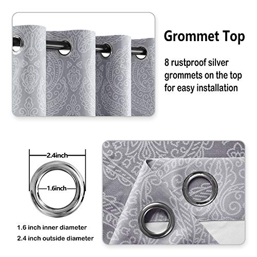 DWCN Ombre Blackout Curtains for Bedroom Damask Patterned Thermal