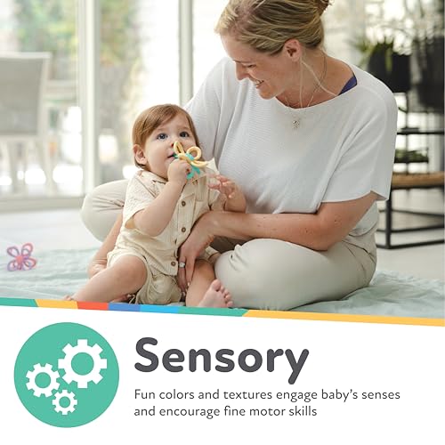 Nuby Fun Loops Teether - Flower-Shaped Infant Teething Toy for Babies - 3+ Months - Pink and Purple