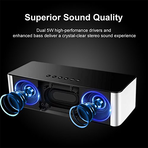 Portable Bluetooth Speaker Stereo FM Radio, ZEPST Wireless Speaker with LED Screen, Alarm Clock, Bold Bass, Handsfree, 8h playtime for iphone, Mobile, Tablet and PC