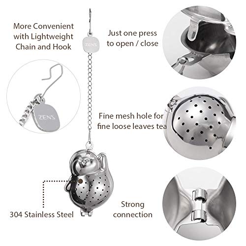 ZENS Tea Infuser Set of 2,Fine Mesh Loose Tea Steeper,Stainless Steel Tea Ball Strainer for Tea Pot,Mug and Cups - Thumbnail 2