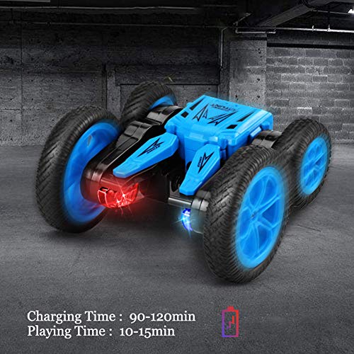 SB Toys RC Stunt Car RC Car Remote Control Car, 360 Degree Flips Double Sided Rotating Race Car, Remote Controlled Car for Kids, 4WD Monster Truck Tumbling Crawler Vehicle, Best Gift for Kids Blue - Thumbnail 4
