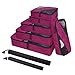 Zoppen 6 Set Packing Cubes (Large, Medium, Small and Slim) - Travel Luggage Organizer with Laundry Bag and Shoe Bag, Rose Red