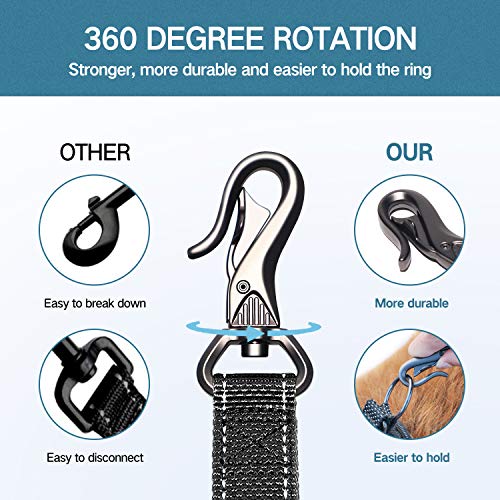 5-8Ft Dog Leash 6-in-1 Multifunctional Heavy Duty Leash with Soft Padded Traffic Handle and Highly Reflective Threads, Shock Absorbing Bungee Leash Rope with Car Seat Belt for Medium and Large Dogs