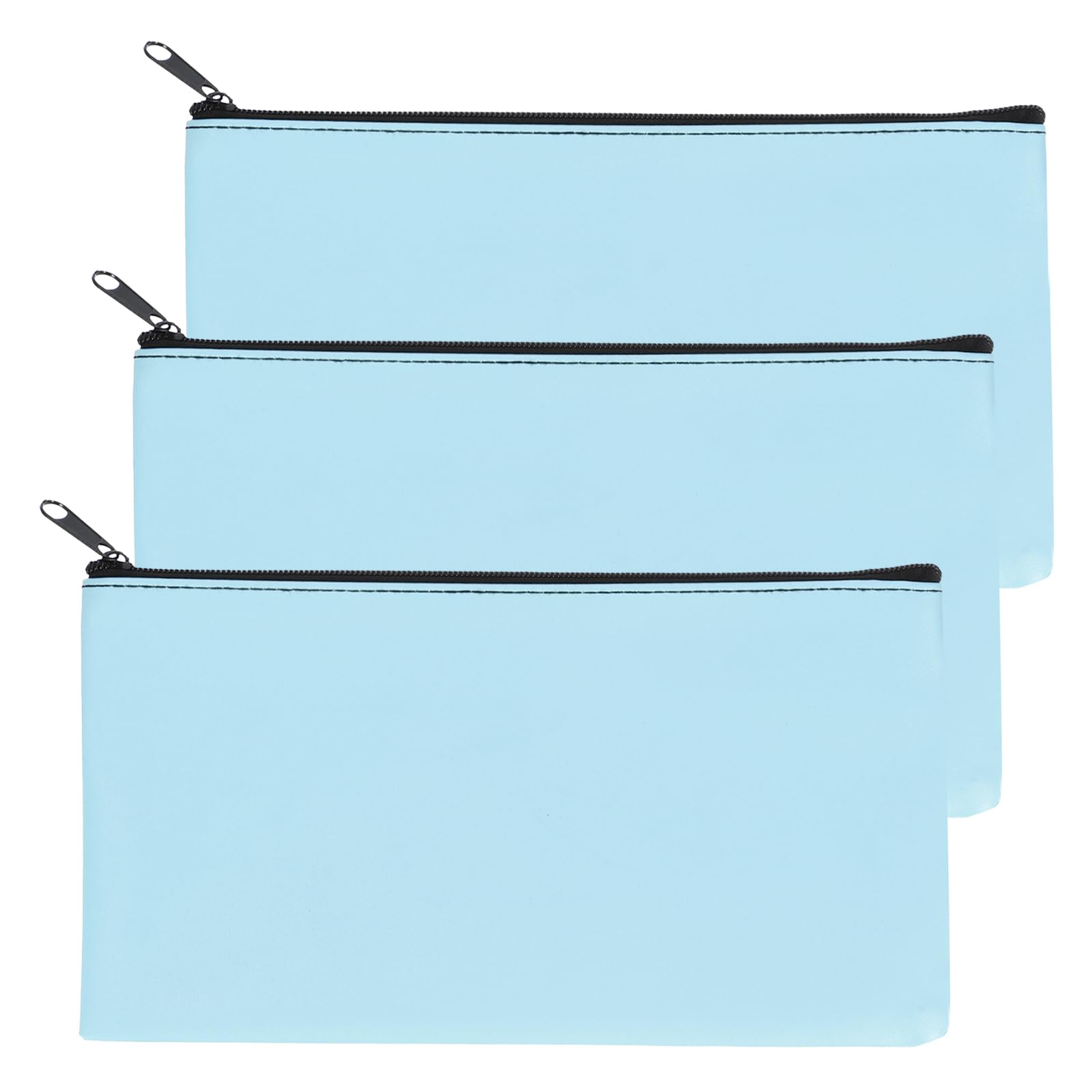 PATIKIL 11"x 6" Bank Deposit Bag, 3Pcs Money Bag Bank Bag Security Money Pouch Receipt Holder for Tickets Coin Makeup Cosmetics Bills, Sky Blue