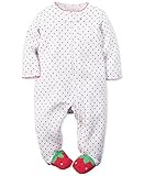 Carter's Baby Girls Footie, White Strawberry, 9 Months