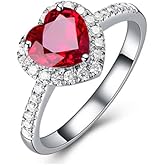 Yaya Fashion Classic Women's Red Ruby Heart Shape Gemstone 925 Silver-Plated Wedding Rings for Women Bridal Fine Jewelry Engagement Bague Accessories