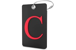 Shacke Luggage Tag Initial - Fully Bendable Tag w/Stainless Steel Loop - Black (Letter C)