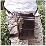 Le'aokuu Mens Genuine Leather Messenger Hiking Waist Hip Bum Pack Drop Leg Bag