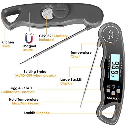 GDEALER Meat Thermometer Digital Instant Read Thermometer UltraFast
