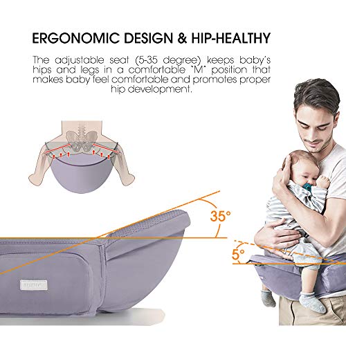 Unichart 360 All Carry Positions Baby Carrier Baby Hip Seat Carrier Perfect Baby Shower Gift (Grey) - Thumbnail 2