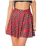 TOFLY Plaid Skirt - Women Stretchy Printed Pleated Skater Mini Skirts Plus Size
