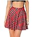Upgraded Women's Digital Print Stretchy Plaid Pleated Mini Skirts by TOFLY Plus Size S-XXXXL