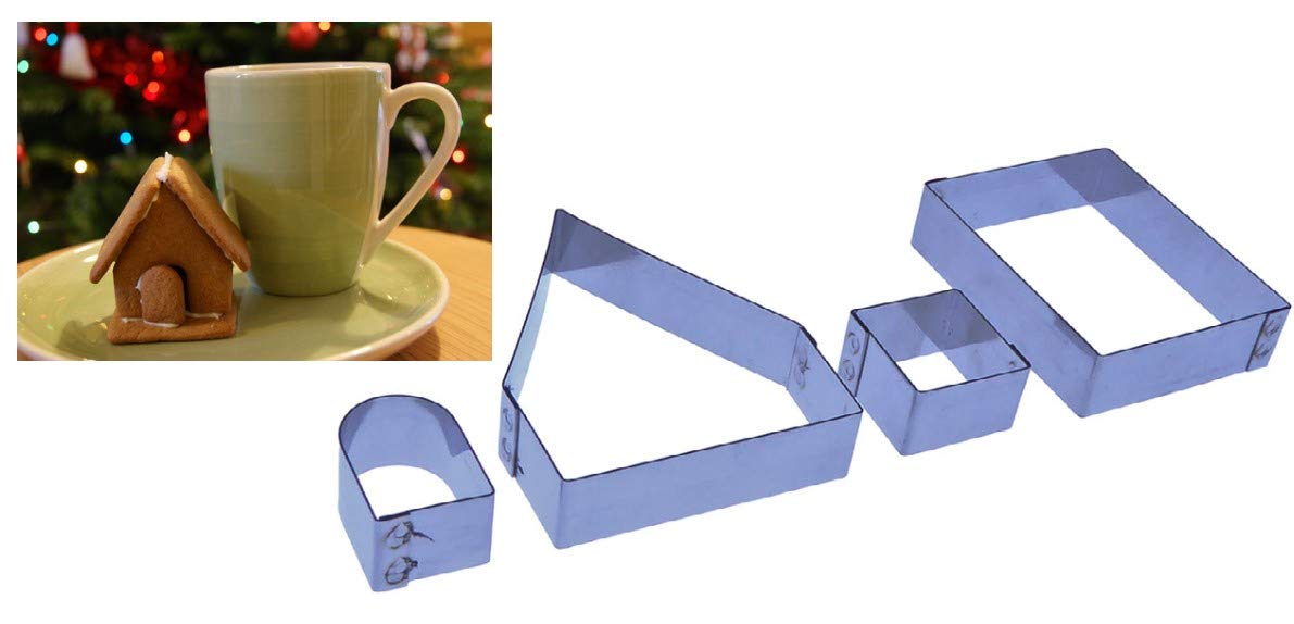 Gingerbread House Cutter Set (Tiny) - Stainless Steel Cookie Cutter - Set of 4 Cutters