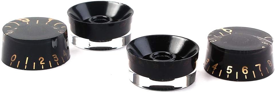 Alnicov Guitar Contral Knobs,Black Clear Knobs With Gold Word Electric Guitar Bass Top Hat Knobs Speed Volume Tone Control Knobs 4Pcs - Image 5