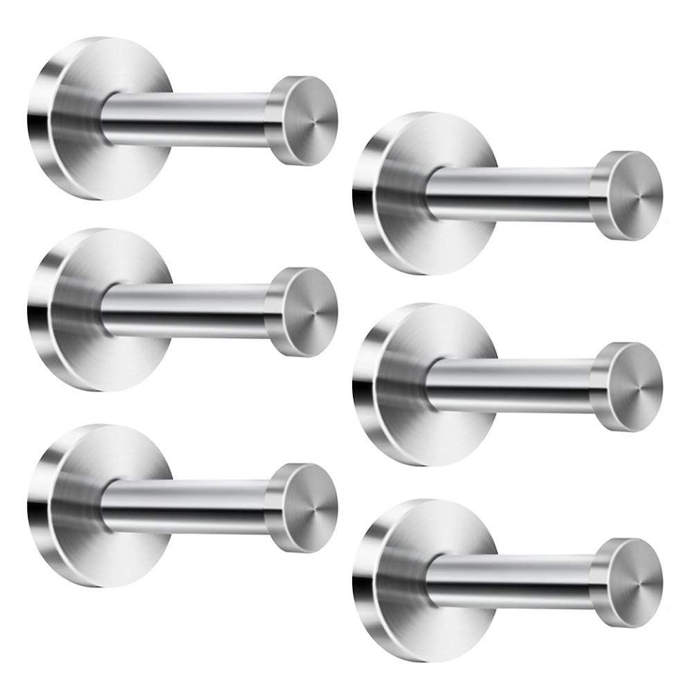 Linian 6 Piece Stainless Steel Round Wall Hooks, Towel Hooks Coat Hook Coat Hook Robe Hook Wall Mounted