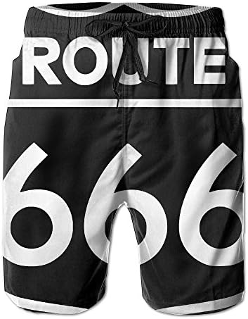 HFW Route 666 Custom Men's Beach Shorts Swim Trunks Household Pants With Pockets For Watershort