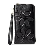 BOSTANTEN Womens Leather Wallets Credit Card Cash Holder Large Capacity Clutch Wristlet