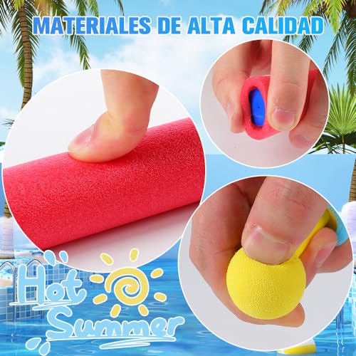 UOUOU Pistolas de Agua，Pistolas de Agua Juguete de Espuma，Paquete de 12 Juguetes al Aire Libre para Piscina, Patio, césped, Playa