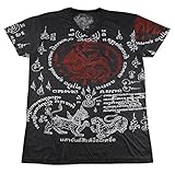 WORK muay thai tattoo sak yant mma T-Shirt Black / WK12.2 size XL