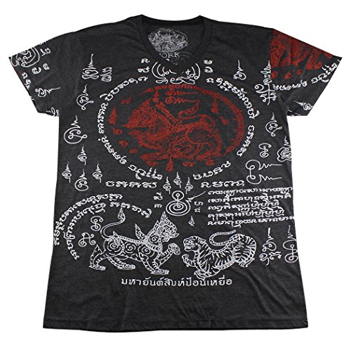 WORK muay thai tattoo sak yant mma T-Shirt Black / WK12.2 size XL