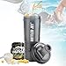 BOTTLED JOY Water Bottle, Protein Shaker Bottle with 3-Layer Twist and Lock Storage, 100% BPA-Free Leak Proof Shaker Cup for Fitness Sports and Travel Non-Slip Mix Drinking Bottle 20oz 600ml (Grey)