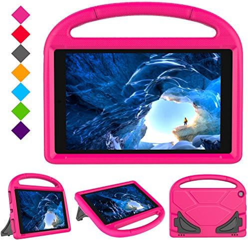 Case for F i r e H D 10 Tablet (5th Gen, 2015 Release / 7th Gen, 2017 Release),Kids Friendly Shock Proof Light Weight Convertible Handle Stand Case Cover for F i r e H D 10.1 Inch Tablet (Pink)