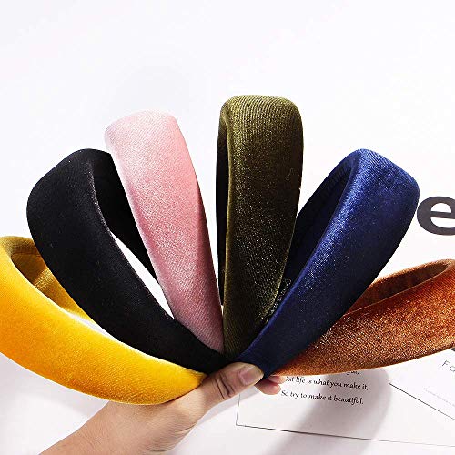 Headbands Women Hair Head Bands - Accessories Velvet Padded Cute Beauty Fashion Hairbands Girls Vintage Head Hair Bands Boho Wide Band For Workout GYM Yoga Running(Black) - Thumbnail 6