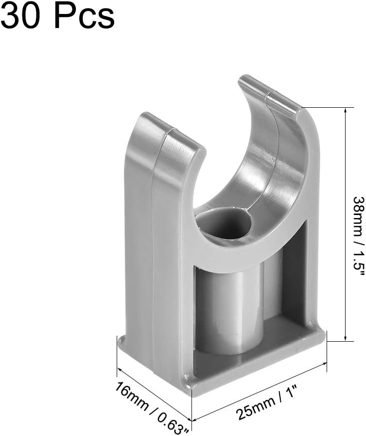 sourcing map PVC Pipe Clamps Clips, Fit for 20mm/0.79" OD TV Trays Tubing Hose Hanger Support Pex Tubing, W Mounting Screws Grey 30Pcs - Image 3