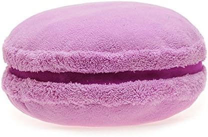 Macaron Pillow Candy Color Desserts Pillow Round Shaped Plush Stuffed Decorative Back Cushion 15" (Pink purple)