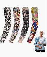 NINVVS 8pk Fake Tattoo Arm Sleeves Sunscreen Elastic Cool Body Art Red Festival view 2